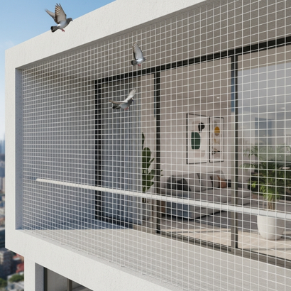 Pigeon nets installation on apartment building in Vijayawada