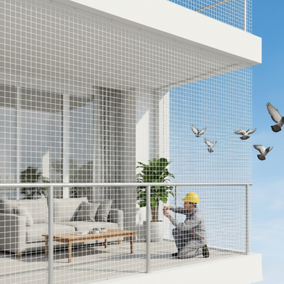 Professional pigeon nets setup for commercial building in Vijayawada
