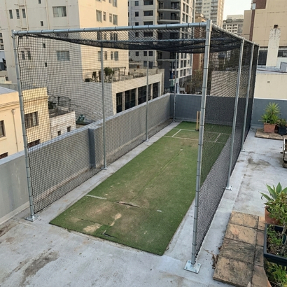 Rooftop cricket practice area in Vijayawada